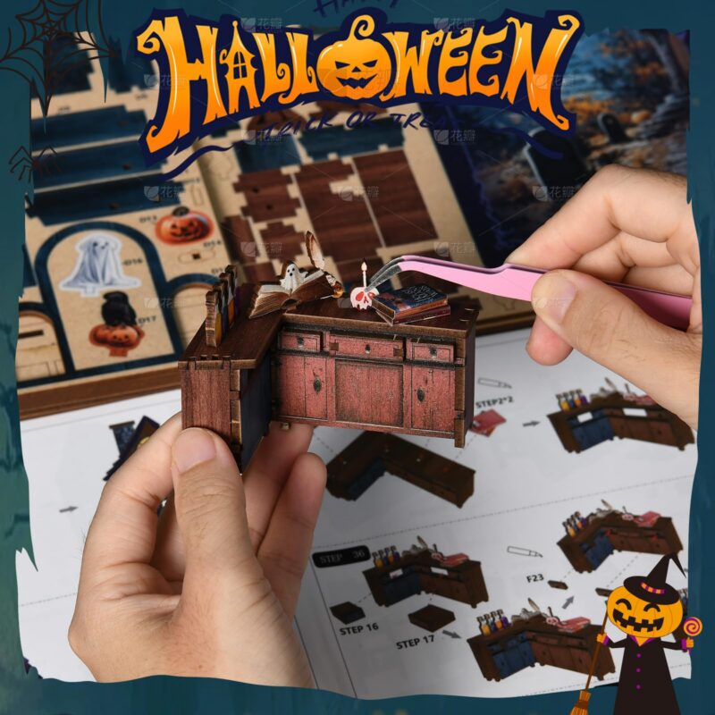 Mostcloud Halloween Witch's House DIY Book Nook Kit with LED