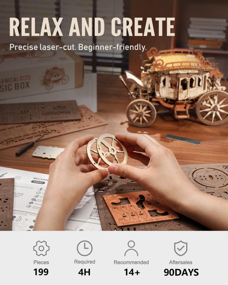 Rokr Stagecoach 3D Wooden Music Box Puzzle