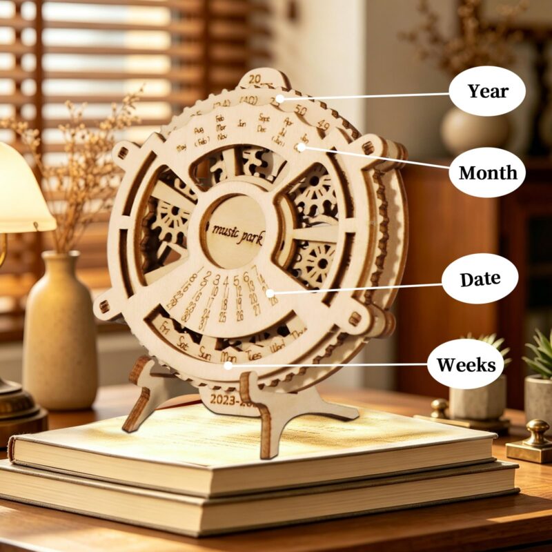 Music Park Butterfly & Calendar 3D Wooden Puzzle