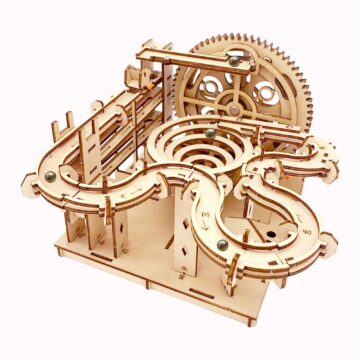 Iqietoy Hand-Crank Gear Lift 3D Wooden Marble Run