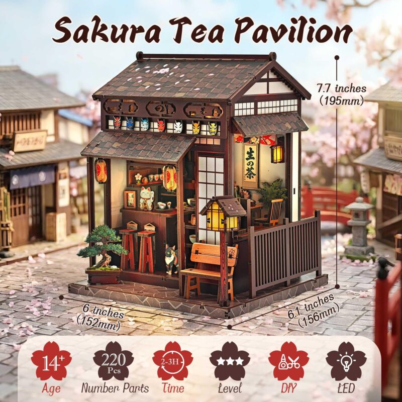 Lynnuo Sakura Tea Pavilion DIY Book Nook Kit