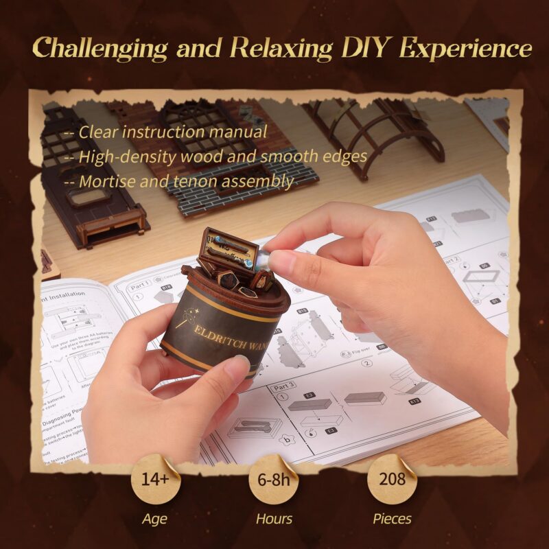 Funpola Wizard Wand Shop DIY Book Nook Kit with LED