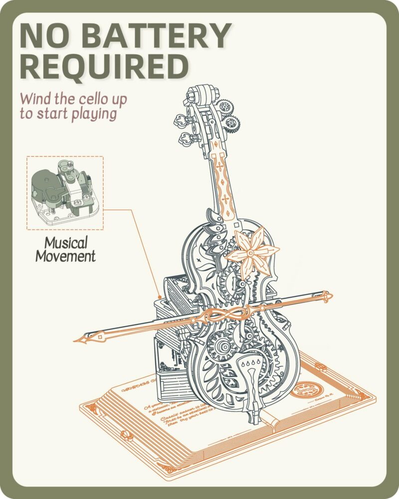 Rokr Cello 3D Wooden Music Box Puzzle