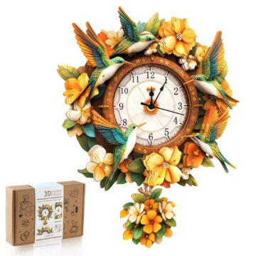 Rnfinewow Hummingbird 3D Wooden Clock Puzzle