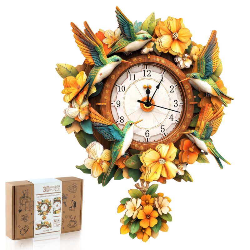 Rnfinewow Hummingbird 3D Wooden Clock Puzzle Rnfinewow Hummingbird 3D Wooden Clock Puzzle