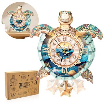 Cutywood Sea Turtle 3D Wooden Clock Puzzle