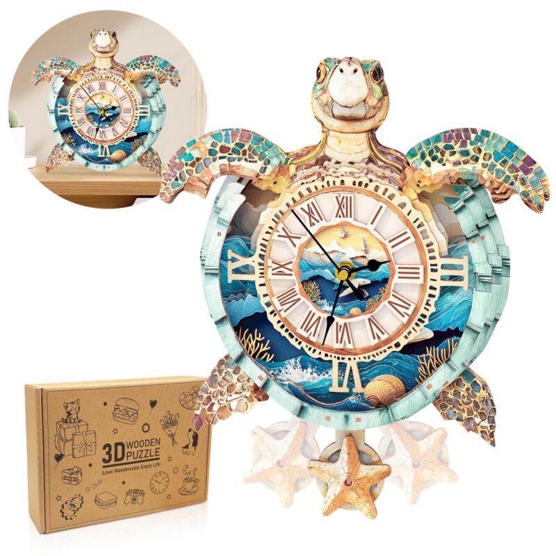 Cutywood Sea Turtle 3D Wooden Clock Puzzle