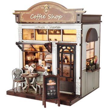 Antreatu Retro Coffee Shop DIY Book Nook Kit with LED