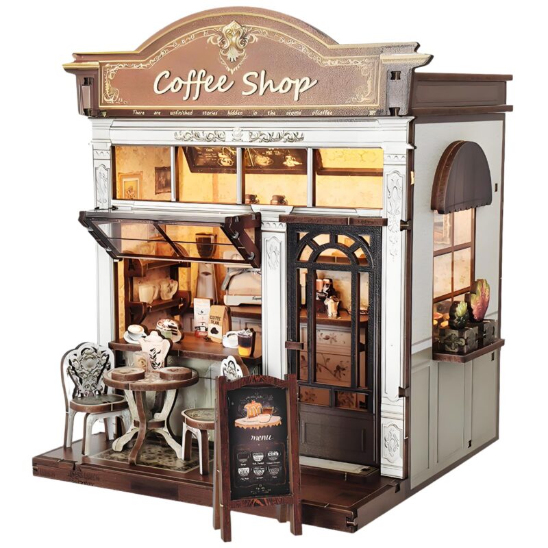Antreatu Retro Coffee Shop DIY Book Nook Kit with LED Antreatu Retro Coffee Shop DIY Book Nook Kit with LED