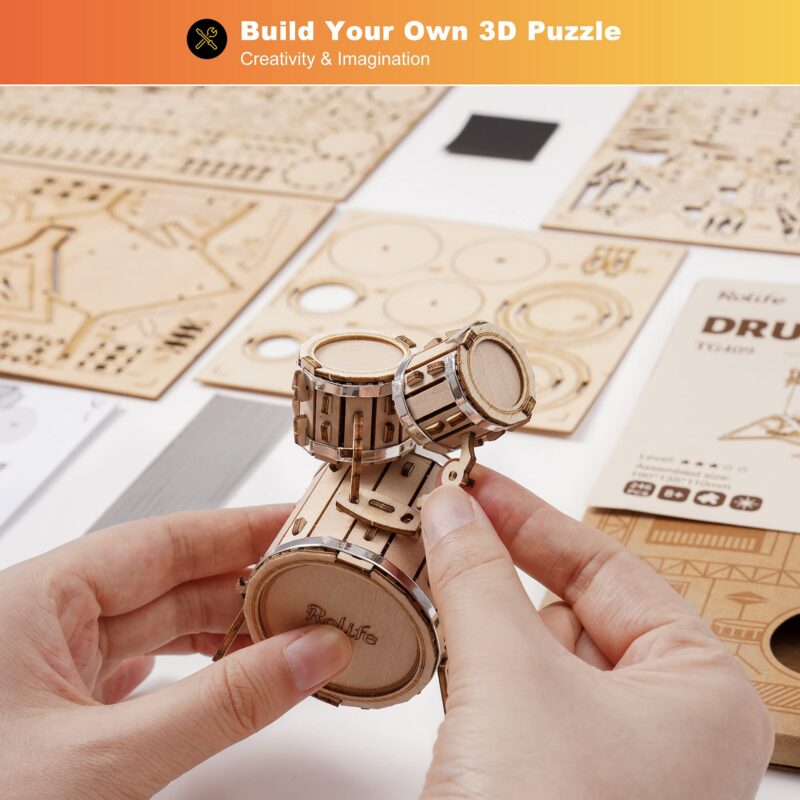 Rolife Drum Kit 3D Wooden Puzzle