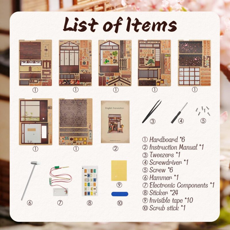Lynnuo Sakura Tea Pavilion DIY Book Nook Kit