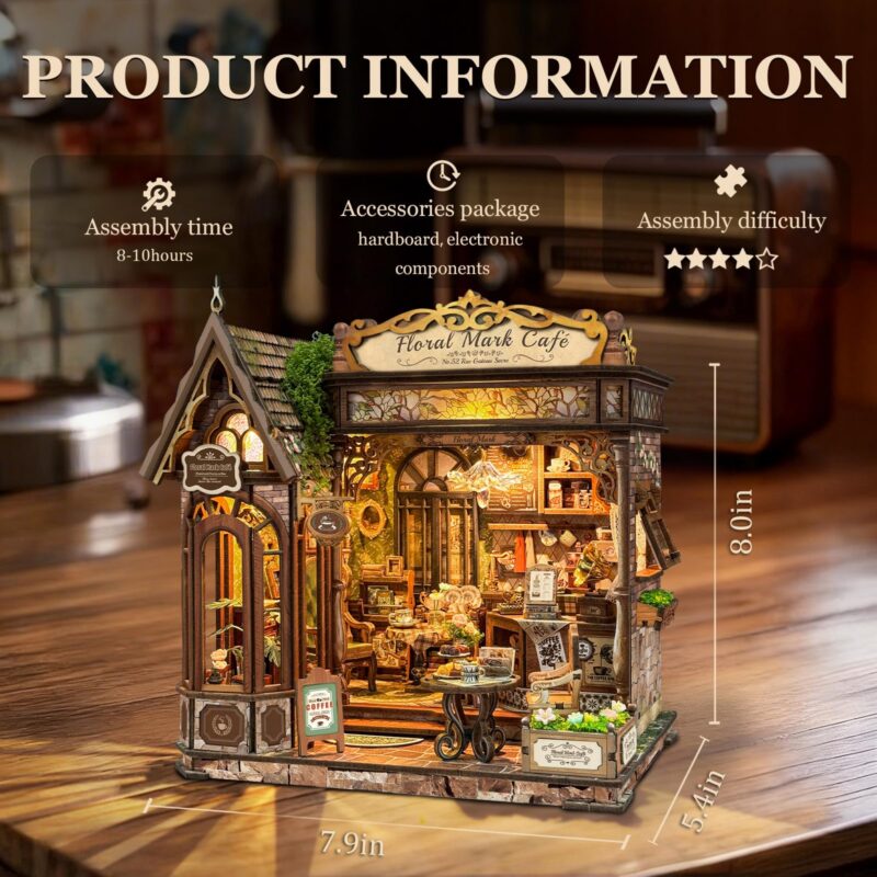 Lorenook Floral Mark Cafe DIY Book Nook Kit with LED