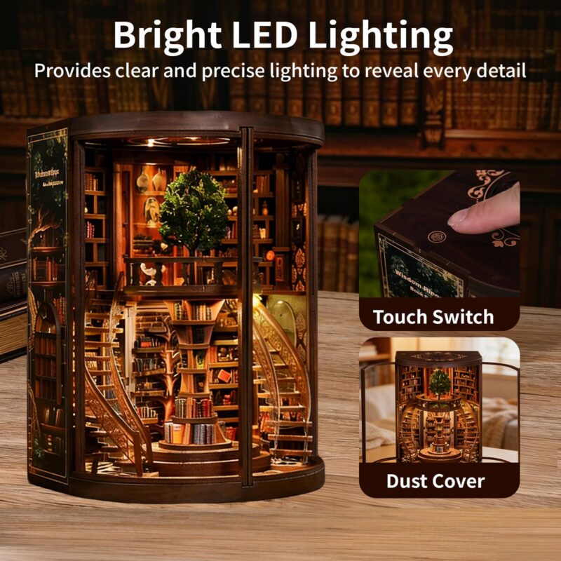 Qwakay Wisdom Yearbook Library DIY Book Nook Kit with LED