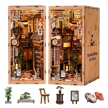 Antreatu Sakura Cat Alley DIY Book Nook Kit with LED