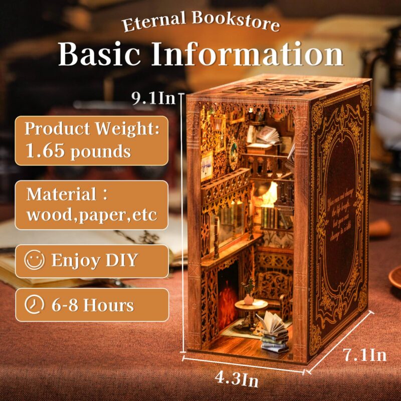 Cutefun Eternal Bookstore DIY Book Nook Kit with LED