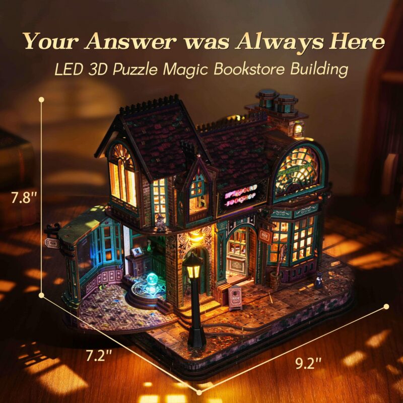 Funpola Magic Bookstore DIY Book Nook Kit with LED