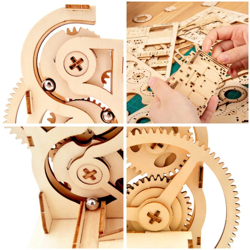 Auryee Solar-Powered 3D Wooden Marble Run