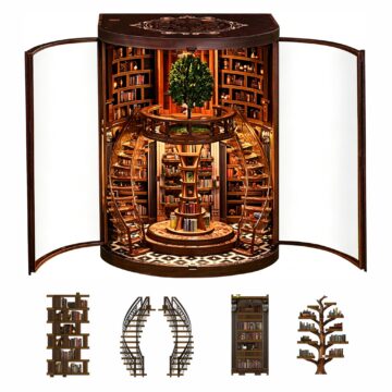 Qwakay Wisdom Yearbook Library DIY Book Nook Kit with LED