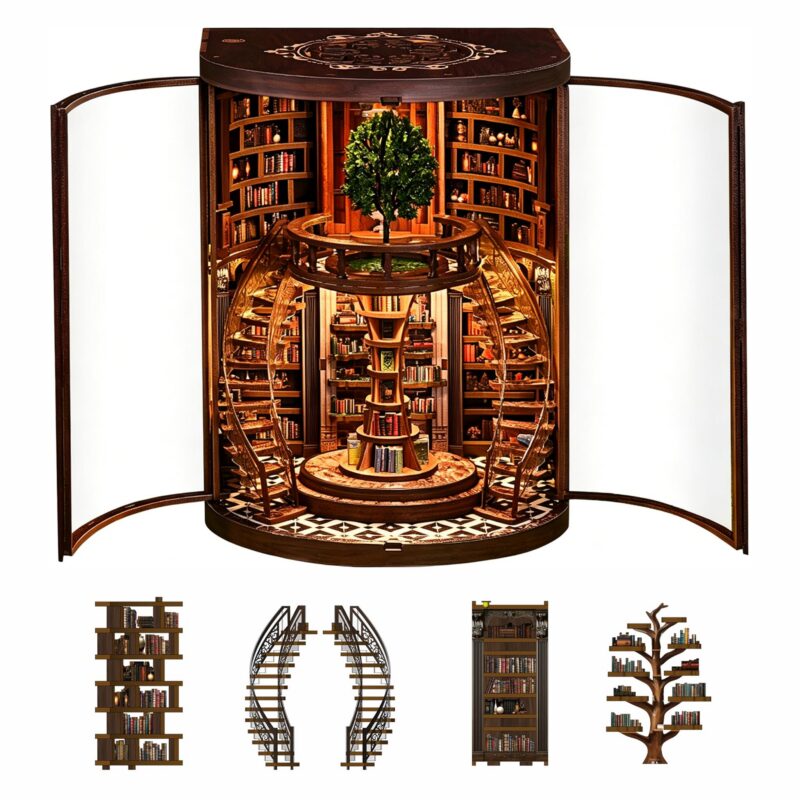 Qwakay Wisdom Yearbook Library DIY Book Nook Kit with LED Qwakay Wisdom Yearbook Library DIY Book Nook Kit with LED