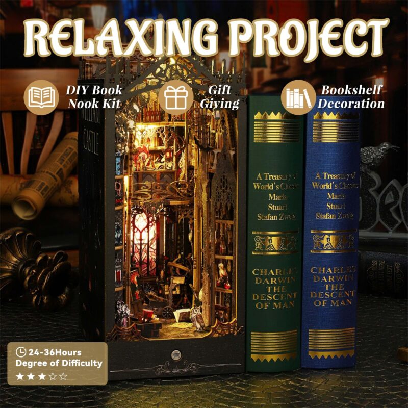 Flever William Castle DIY Book Nook Kit with LED