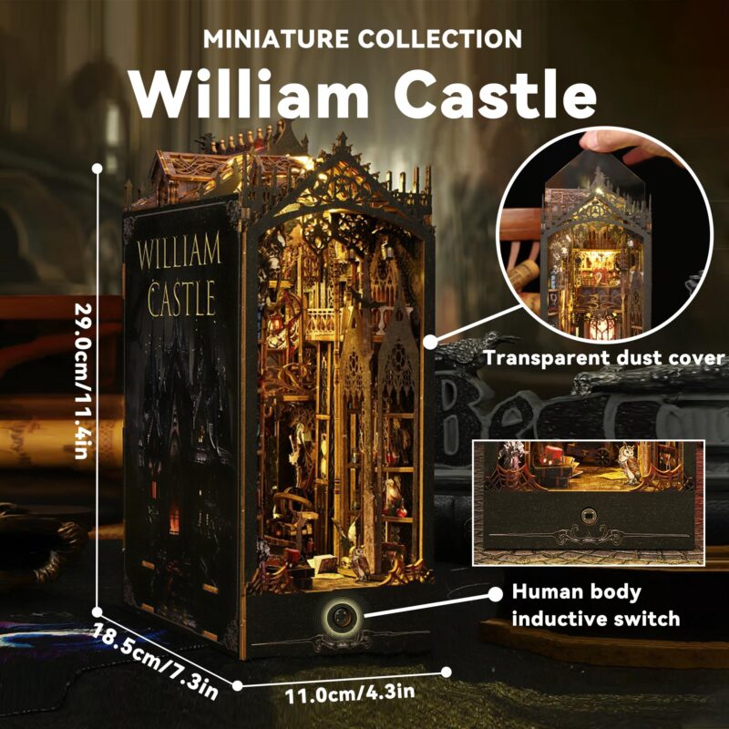 Flever William Castle DIY Book Nook Kit with LED