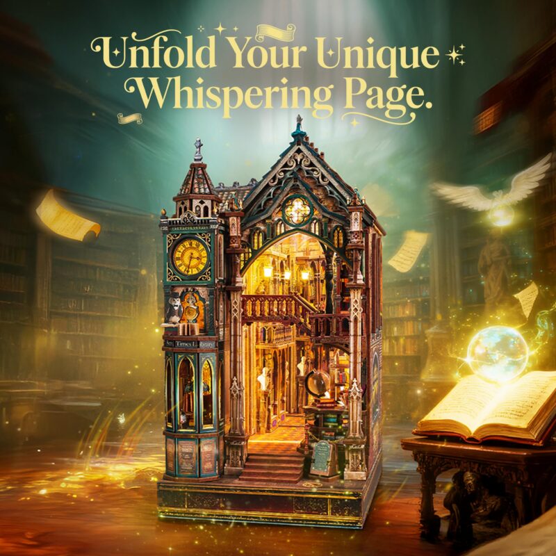 Funpola Magic Library DIY Book Nook Kit with LED