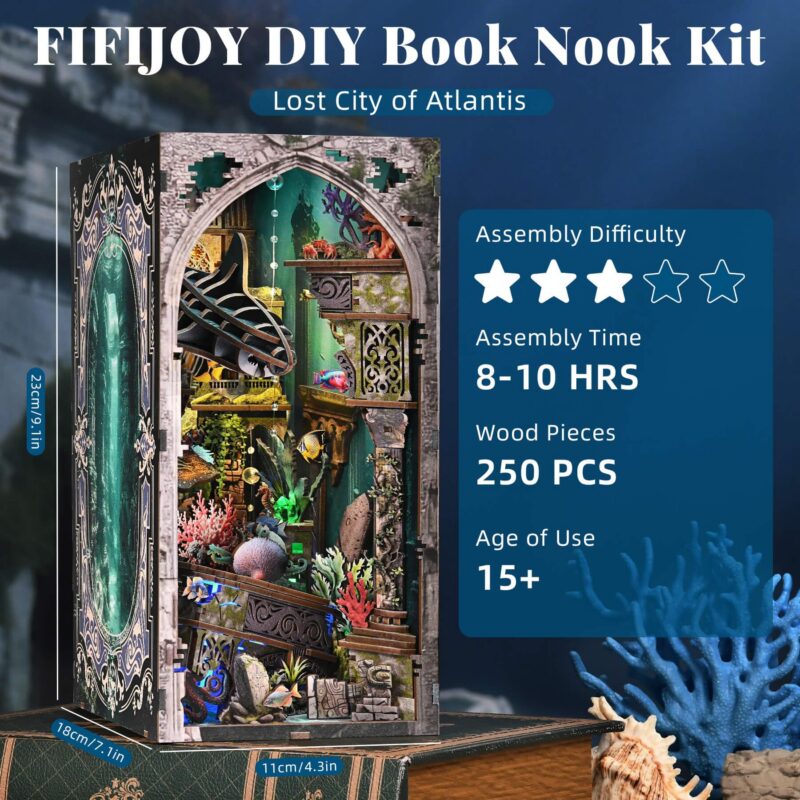 Fifijoy Lost City of Atlantis DIY Book Nook Kit with LED