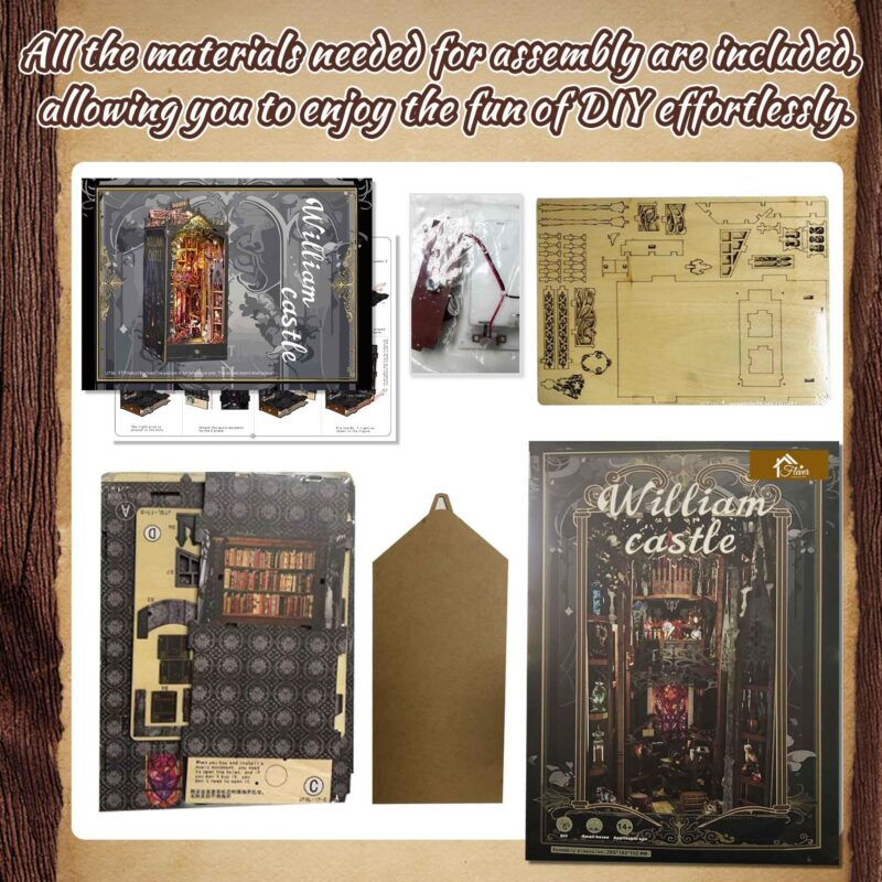 Flever William Castle DIY Book Nook Kit with LED