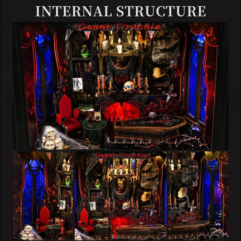 Droicc Gothic Vampire Study DIY Book Nook Kit with LED
