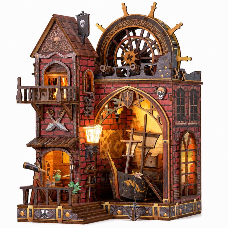 Isseve Pirate Castle DIY Book Nook Kit with LED Isseve Pirate Castle DIY Book Nook Kit with LED