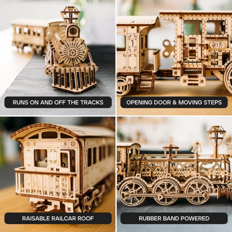 Wood Trick Toy Train Set 3D Wooden Model Kit