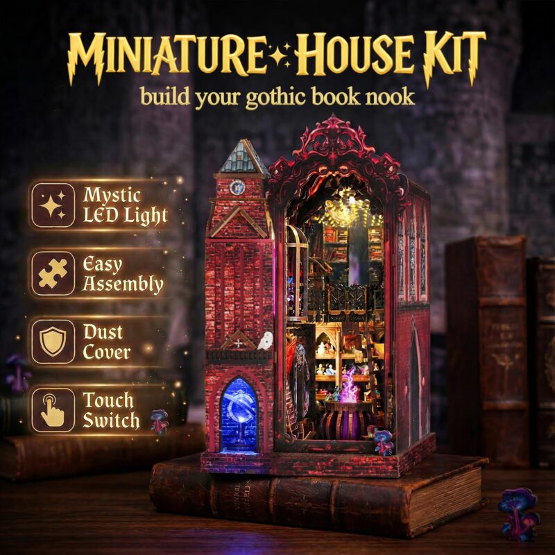 Gattlelic Arcane Spire Magic Castle DIY Book Nook Kit with LED