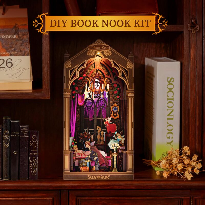 Roine Lxux Rose Princess DIY Book Nook Kit with LED