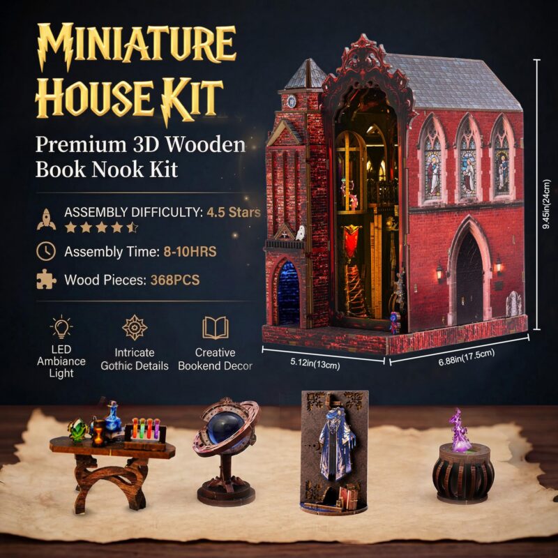 Gattlelic Arcane Spire Magic Castle DIY Book Nook Kit with LED