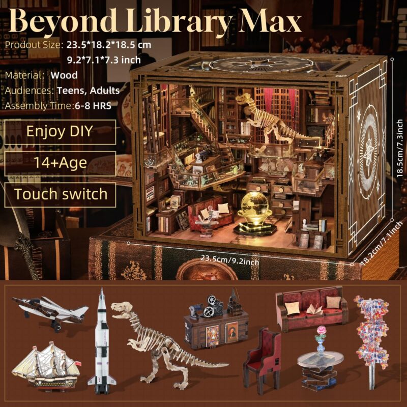MiniCity Beyond Library Max DIY Book Nook Kit with LED