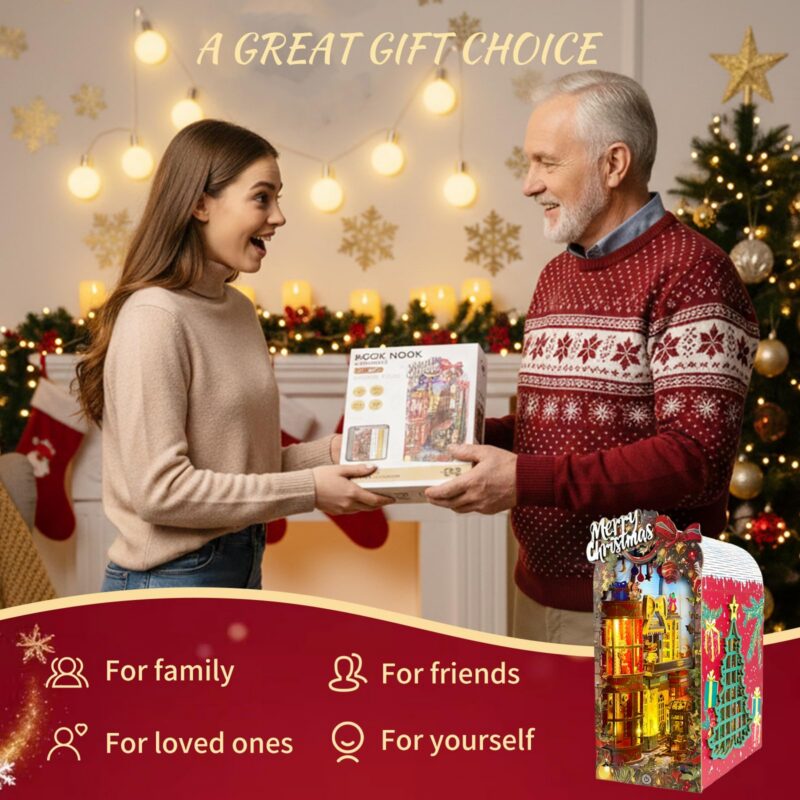 QuesEfflore Christmas Village DIY Book Nook Kit with LED