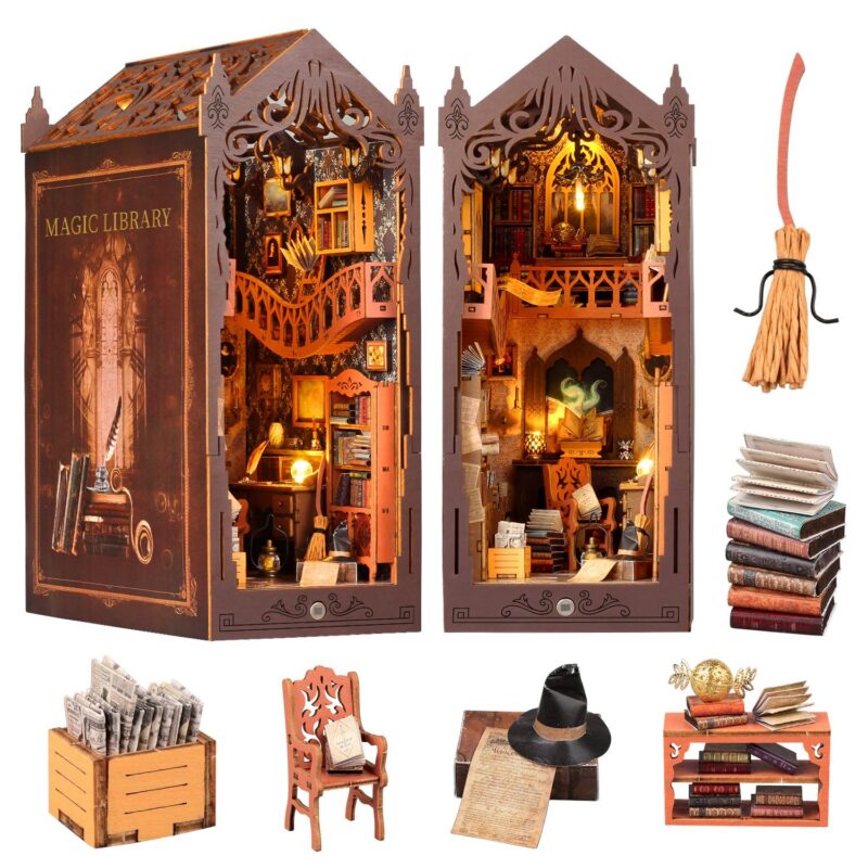 Lycidae Magic Library DIY Book Nook Kit with LED