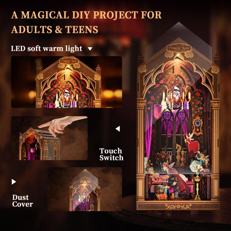Roine Lxux Rose Princess DIY Book Nook Kit with LED