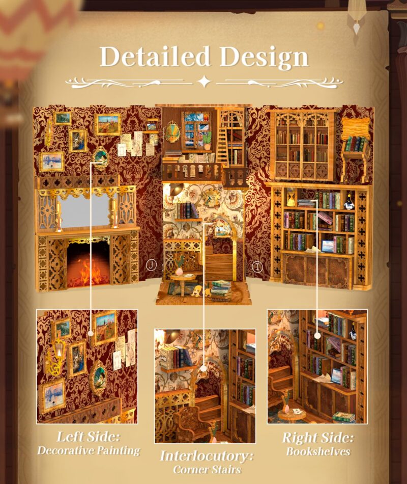 Cutefun Eternal Bookstore DIY Book Nook Kit with LED
