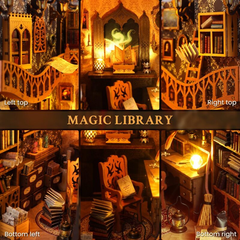 Lycidae Magic Library DIY Book Nook Kit with LED