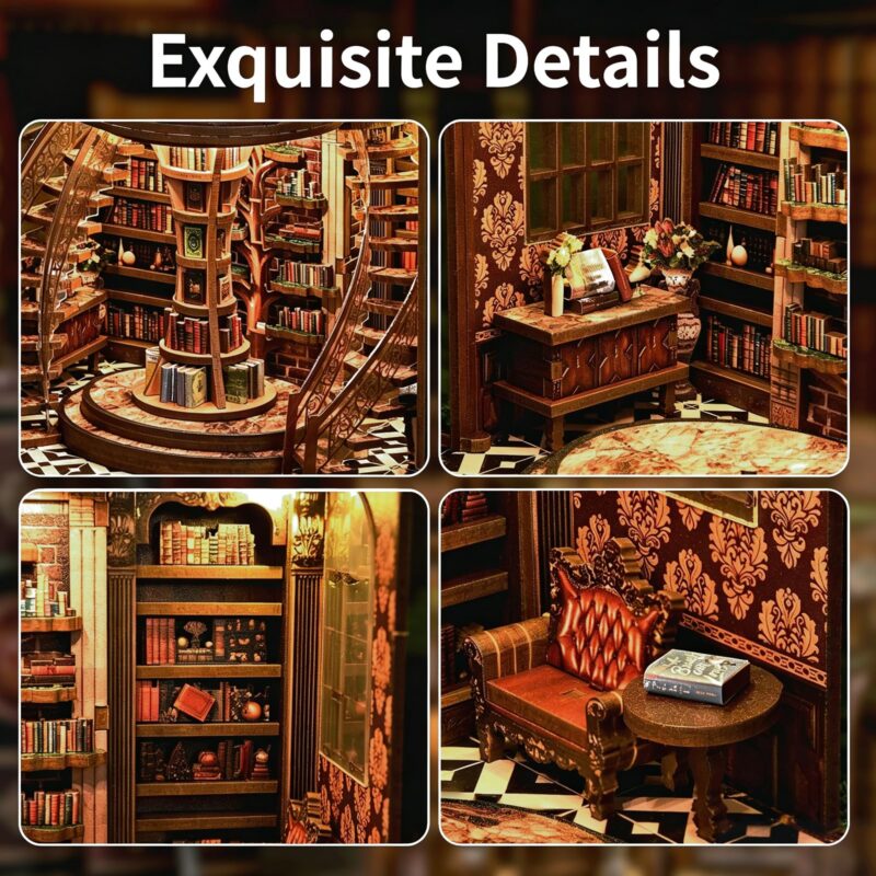 Qwakay Wisdom Yearbook Library DIY Book Nook Kit with LED