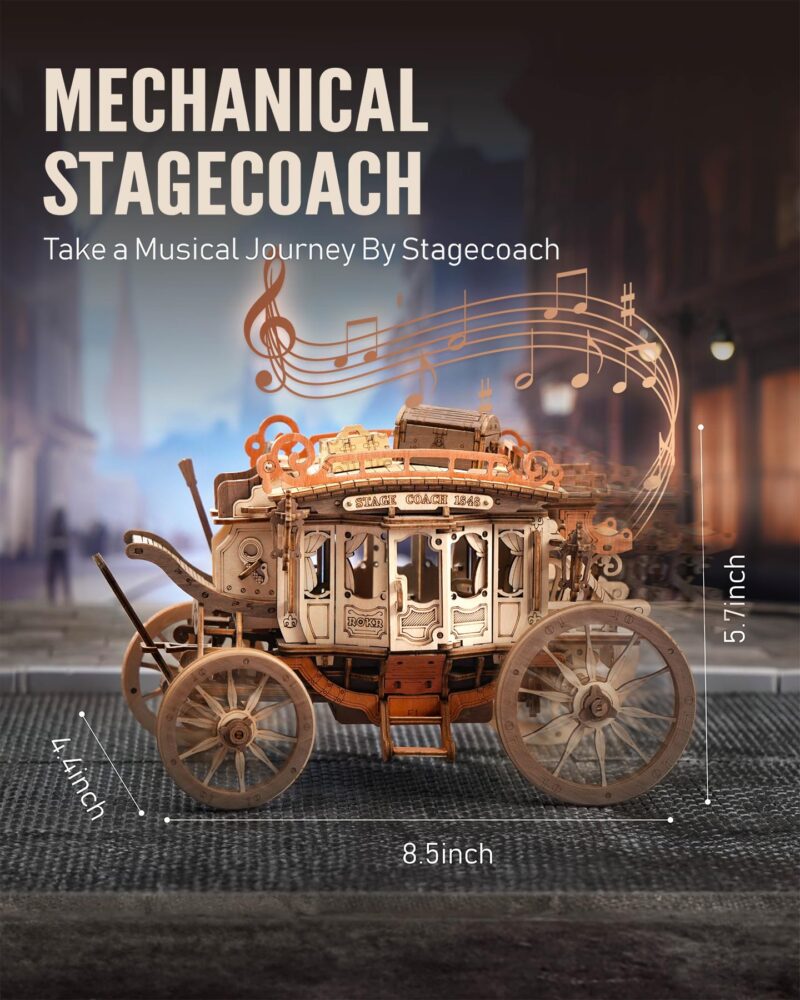 Rokr Stagecoach 3D Wooden Music Box Puzzle