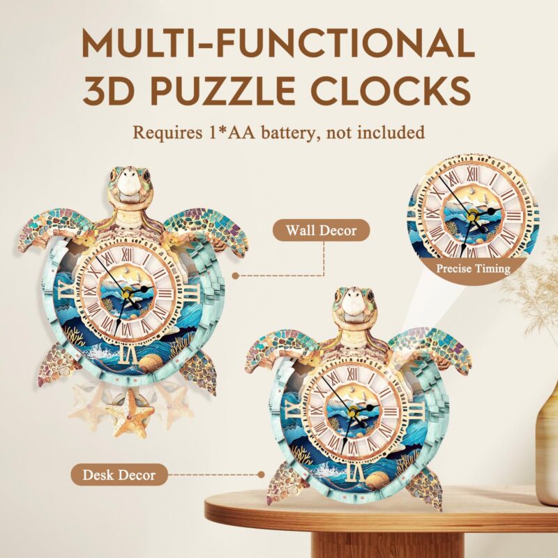 Cutywood Sea Turtle 3D Wooden Clock Puzzle