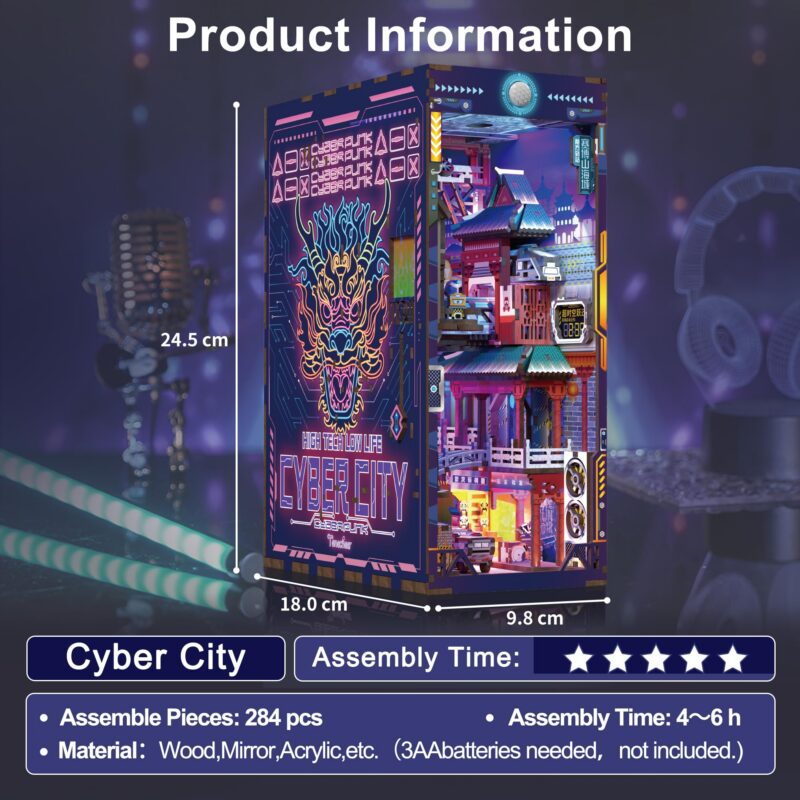 Tonecheer Cyber City DIY Book Nook Kit with LED