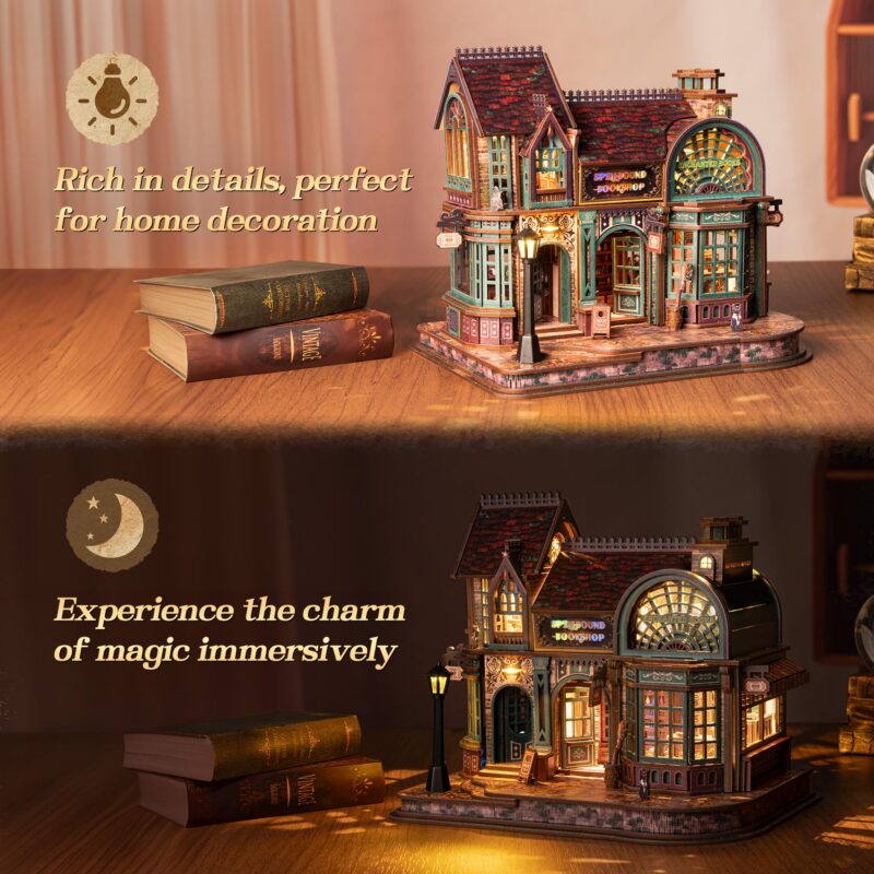 Funpola Magic Bookstore DIY Book Nook Kit with LED