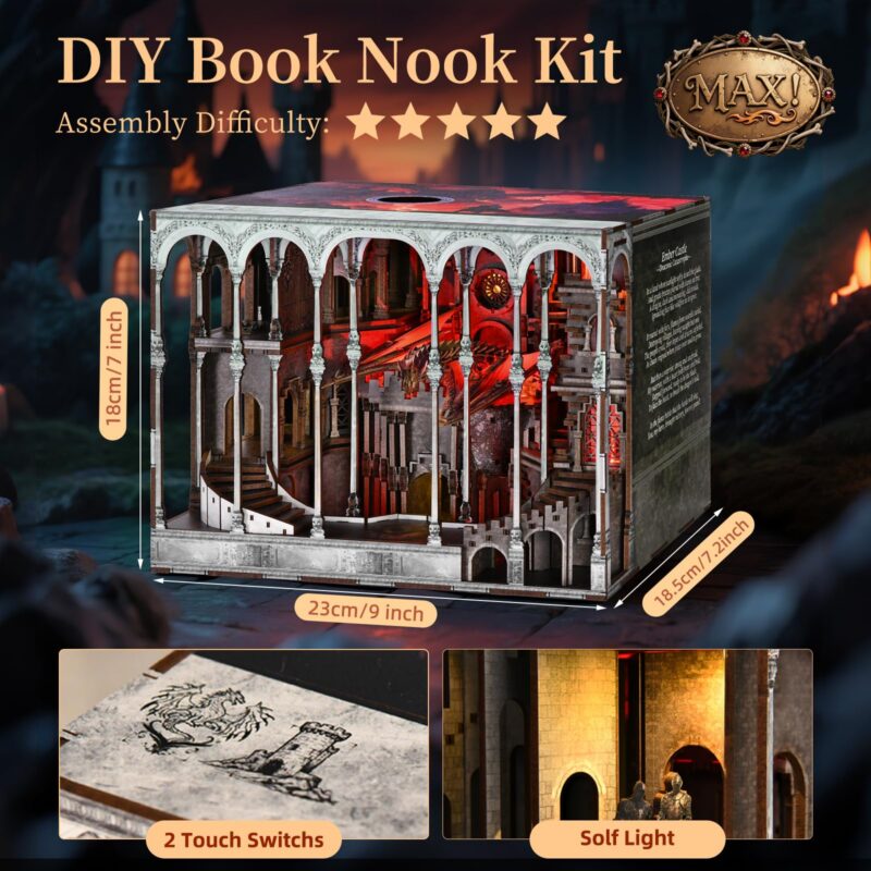 MiniCity Ember Castle DIY Book Nook Kit with LED