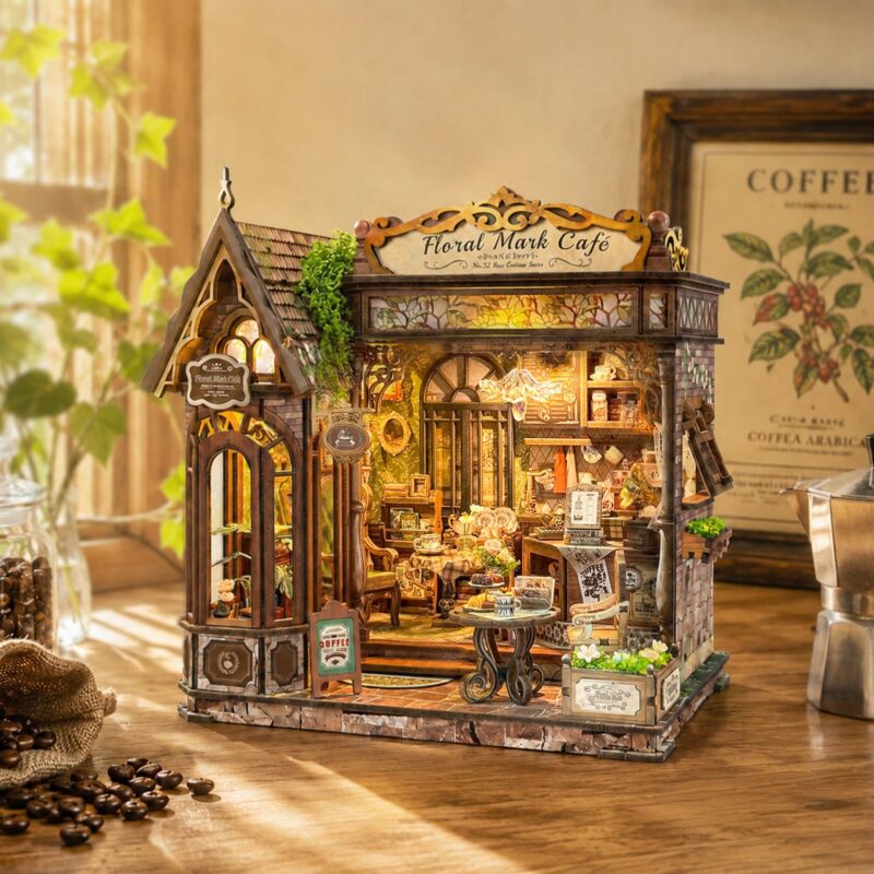Lorenook Floral Mark Cafe DIY Book Nook Kit with LED
