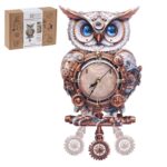 Rnfinewow Mechanical Owl 3D Wooden Clock Puzzle