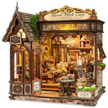 Lorenook Floral Mark Cafe DIY Book Nook Kit with LED