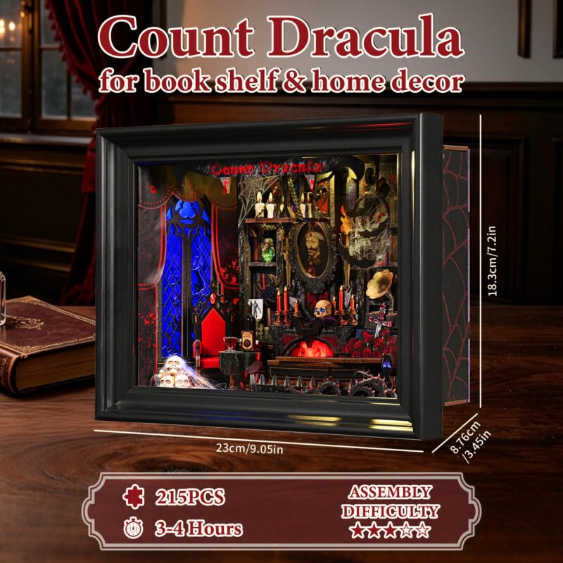 Droicc Gothic Vampire Study DIY Book Nook Kit with LED